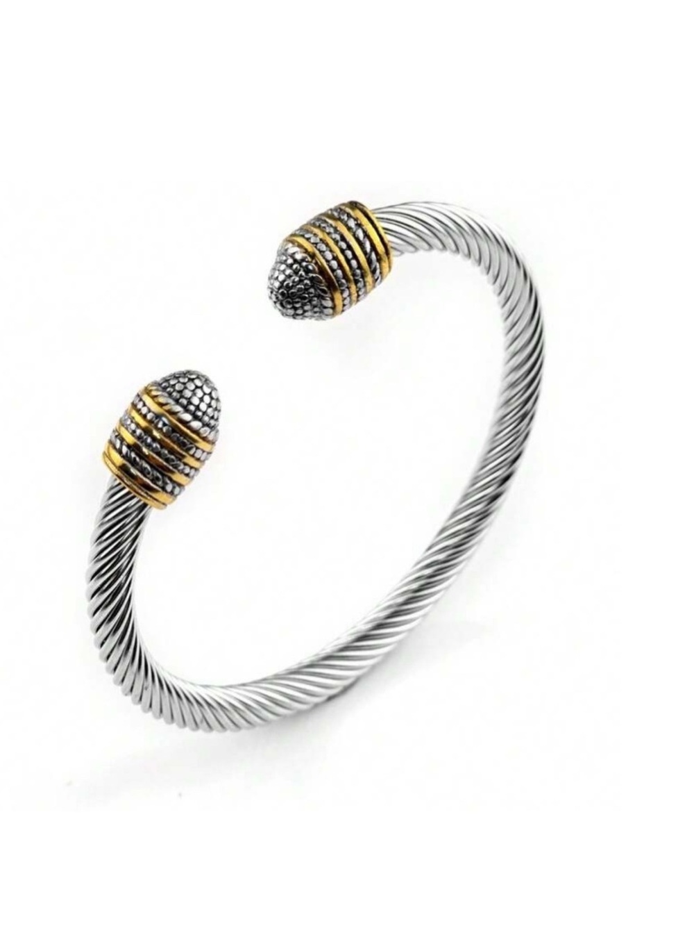 Silver and Gold Cable Cuff Bracelet